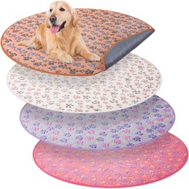 Clysee 4 Pack Whelping Pads Washable for Dog Waterproof Pet Pads Dog Pee Pads Reusable Training Pads Absorbent Round Whelping Pad Floor Pad Dog Bed Mat Puppy Pad for Crate Potty(48 Inch, Bright Color)