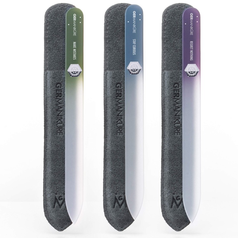 GERMANIKURE Czech Crystal Glass Nail File 3 Pack in Suede