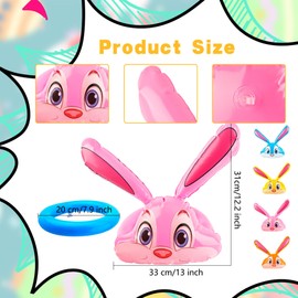 3 Set Easter Inflatable Bunny Ears Ring Toss Game 3 Rabbit Ear Hats with 12 Ring Toss Easter Rabbit Party Games for Kids Family School Party Favor Indoor Outdoor