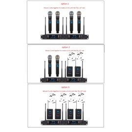 GTD Audio 2x100 Adjustable Channel UHF Wireless Handheld and Headset & Lavaliere Lapel Microphone DJ Karaoke Mic System Range 400Ft