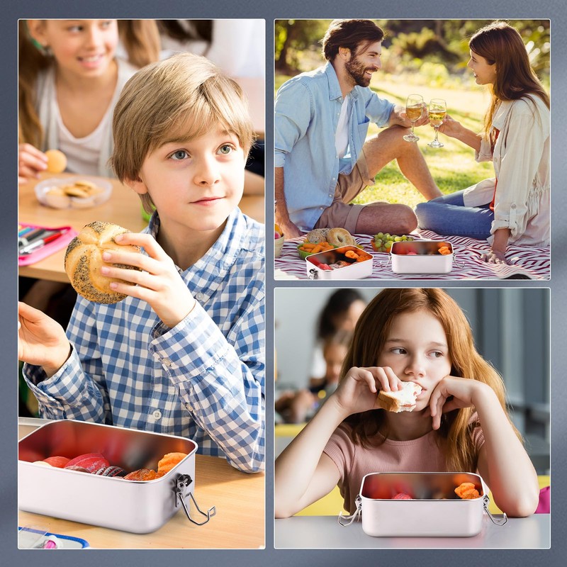 Umigy 4 Pcs Stainless Steel Food Containers Metal Bento Lunch
