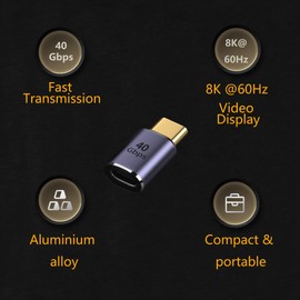 GELRHONR USB C Adapter 40 Gbps, USB C Male to USB C Female Adapter Extender PD 100 W Fast Charge Support 8K @ 60 Hz USB4 for Thunderbolt 3/4 Tablet, Phone and More Type C Devices, Pack of 2