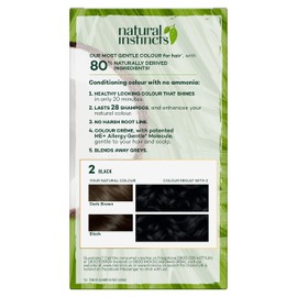 Clairol Natural Instincts Semi-Permanent No Ammonia Hair Dye, 2 Black