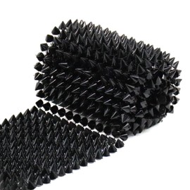 Jerler Sew Stitch on Spikes for Arts and Crafts Decoration, Mesh Rivets Studs Beads Cone Spoke Trim Punk Rock with Flat Back for Jacket, Clothing, Shoes and Performance (0.5 Yard, Black)