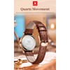 OLEVS Womens Quartz Watches Brown Leather Straps Rose Gold Easy