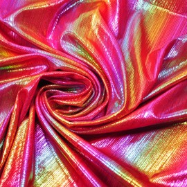 Yutone Shining Iridescent Hologram Laser Fabric Knit Crepe 58inch Wide for Cloth Craft Upholstery by The Yard (36inch red) 1 Yard