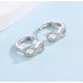 Sterling Silver Hoop Earrings for Women Girls, Small Infinity Huggie Hoop Cubic Zirconia Earrings Jewellery Gifts for Birthday Wedding Christmas
