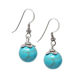 TreasureBay Stunning Natural Gemstone Earrings Made With 925 Sterling Silver Women's Dangle Drop Earrings Available in Different Stones (Blue Turquoise)