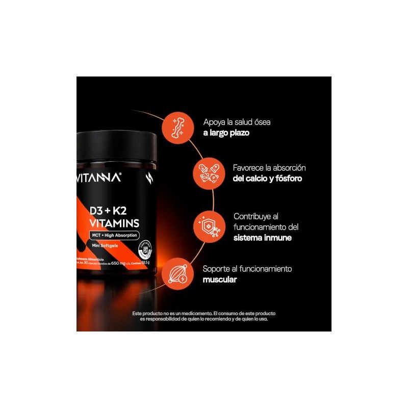 VITANNA Vitamina D3 + K2 con MCT Oil