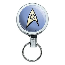 Star Trek Science Shield Heavy Duty Metal Retractable Reel ID Badge Key Card Tag Holder with Belt Clip