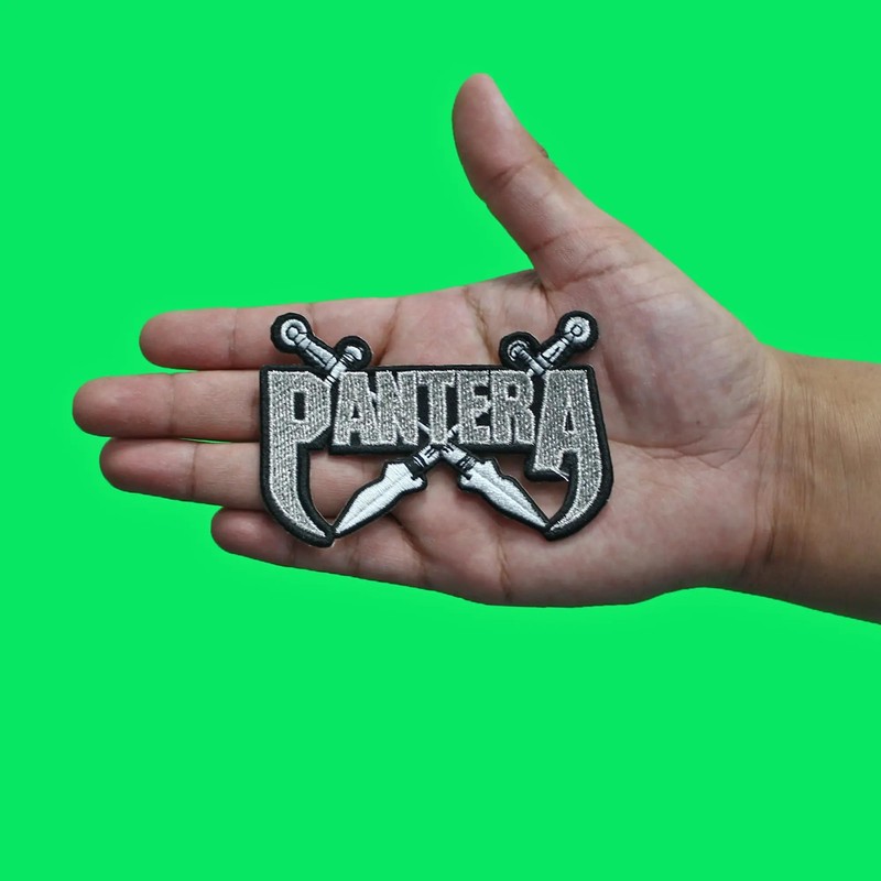 Pantera Fang Blades Silver Heavy Metal Embroidered Iron On Patch