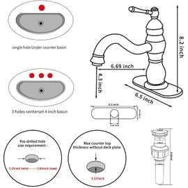 Chrome Bathroom Faucet GGStudy 360° Swivel Bathroom Vanity Faucet Single Handle One Hole Bathroom Sink Faucet Basin Matching Pop Up Drain with Overflow