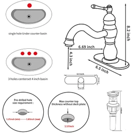 Chrome Bathroom Faucet GGStudy 360° Swivel Bathroom Vanity Faucet Single Handle One Hole Bathroom Sink Faucet Basin Matching Pop Up Drain with Overflow
