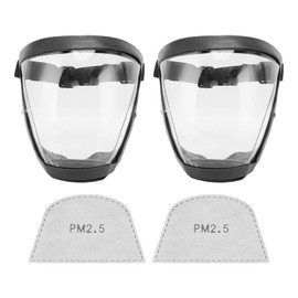 Escudo Protector de Cara Completa, 2 Piezas Claro Seguridad Anti Escupir Protector Facial Completo Antivaho Reutilizable Ajustable Cómodo de Llevar Máscara de Protección Facial (Adulto Negro)