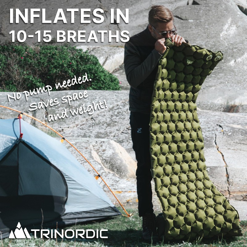TRINORDIC Camping Sleeping Mat, Air Mattress, Ultralight Inflatable, Foldable, Super