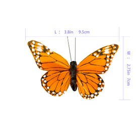 Wonderland Series Artificial Monarch Butterfly; Orange Butterfly ;Home and Garden Decoration;12pieces with Clip