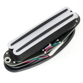 Musiclily Pro ST-DPLC Ceramic Dual Single Coil Sized Humbucker Pickup 6.2K for Strat Style Electric Guitar, White Body Black Rail