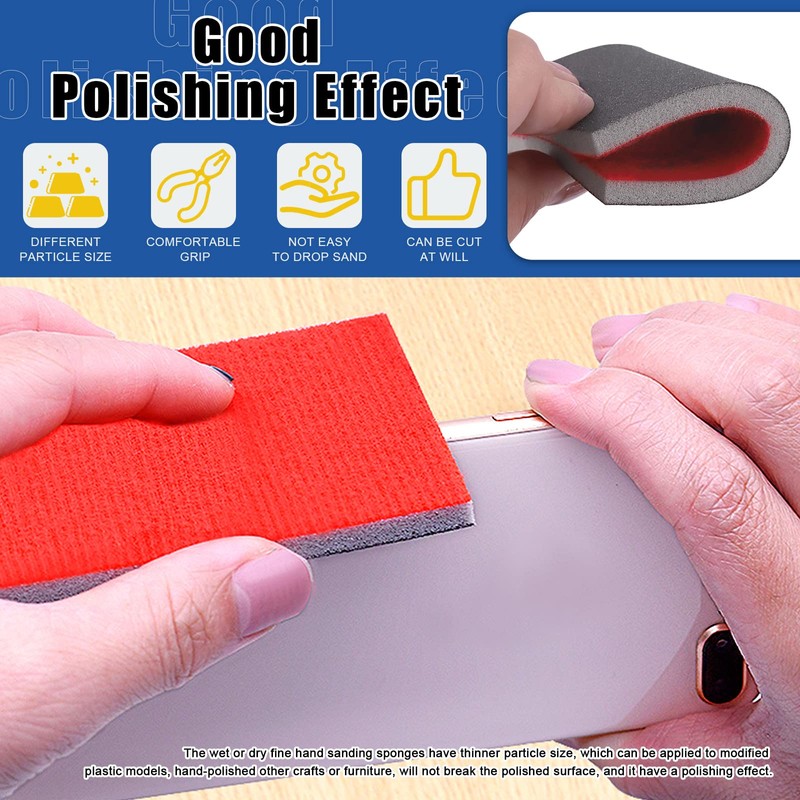 Glarks 21Pcs 320-400 Grits Sanding Sponge Sanding Pads Sanding Blocks