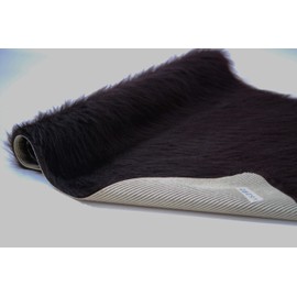 Long Faux Fur Sheepskin Rug 140cm x 70cm Dark Brown