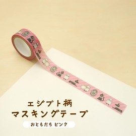 TOHKIN EGY-MT2 Egyptian Pattern Masking Tape, Companion, Pink, 1 Roll, Width 0.6 inches (15 mm) x 16.4 ft (5 m)