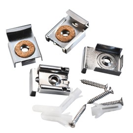 Shappy 2 Sets (8 Pieces) Mirror Hanger Clips Set - Metal Spring Loaded Mount Clips for Unframed Mirrors With Plugs and Screws