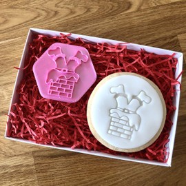 LissieLou Santa's Legs Cookie Stamp Christmas Theme Icing Fondant Embosser - Light Pink