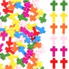 PRETYZOOM 100 Pieces Wooden Cross Pendants Colour Cross Charms Pendants