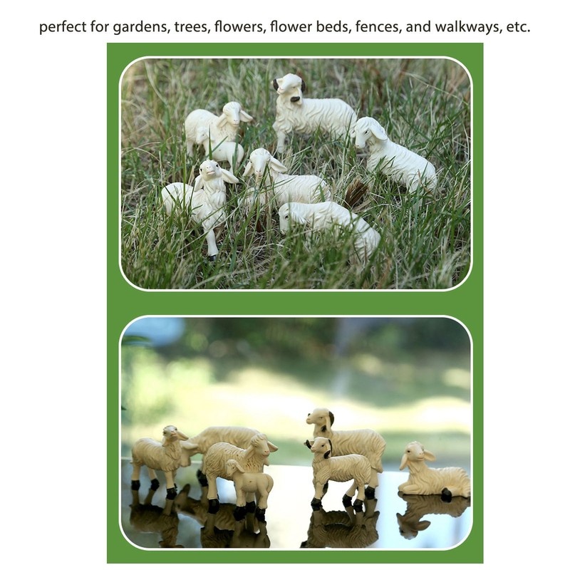 6Pcs Miniature Sheep Figurine Durable Resin Hand Painted UV Protection