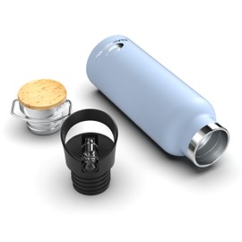 Daikoku Bottle, Doppelwandige Thermosflasche aus Edelstahl, Thermosflasche, die das Getränk stundenlang heiß oder kalt hält, zwei Verschlüsse, himmelblau, 500 ML