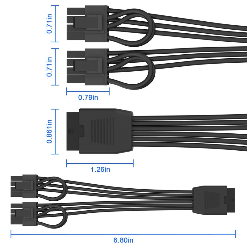 Aukuoy 12VHPWR Cable Extension, 16 Pin(12+4) Female to Dual PCIe
