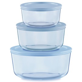 Pyrex Colors Tinted (6-PC Medium) Small/Medium Round Food Storage Container Set, Snug Fit Non-Toxic Plastic BPA-Free Lids, Freezer Dishwasher Microwave Safe, 2 Cup, 4 Cup & 7 Cup
