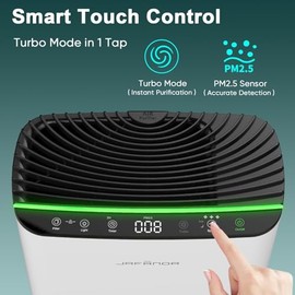 Purificador de Aire para Espacios Grandes hasta 1226 ft², CADR 268m³/h con Filtro HEPA H13, Purificadores de Aire Inteligente con Aromaterapia para Sa