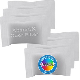 iTouchless 6-Pack AbsorbX Odor Filter, Eliminates Trash Smells, All Natural Activated Carbon, Biodegradable, for 8 Gallon and Larger Waste Bins with Deodorizer Compartment