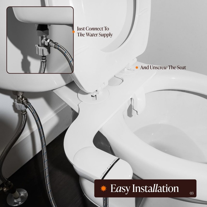 ANGORA Bidet Attachment for Toilets - Ergonomic, Adjustable Pressure, Self