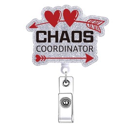 Chaos Coordinator Funny Badge Reel Retractable for Nurse Healthcare Nursing Badge Holder with Alligator Clip Cute Hospital LPN RN CNA LPN Medical Badge Clip ID Card Nurse Accessories for Work