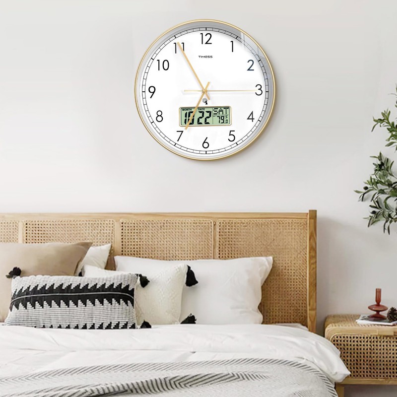 TIMESS Atomic Analog Wall Clock, WWVB Self-Setting Battery Operated 12"