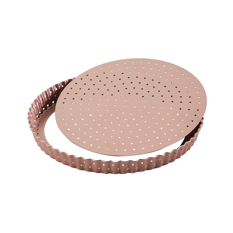 Wiltshire Rose Gold Perforated Quiche and Tart Pan, Round, Non-Stick,