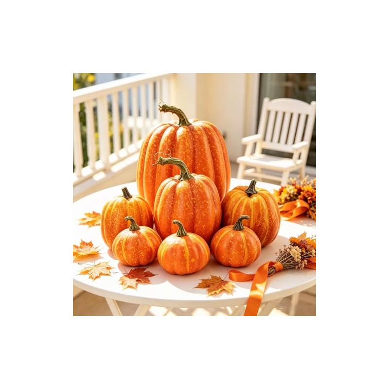 7 Calabazas Artificiales, Calabazas Decorativas de Halloween