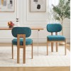 Modern Luxury Dining Chairs Set of 2 Teal Chenille Rubber