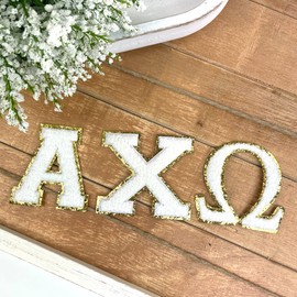 Alpha Chi Omega Iron-On Greek Letter Chenille Patch Set