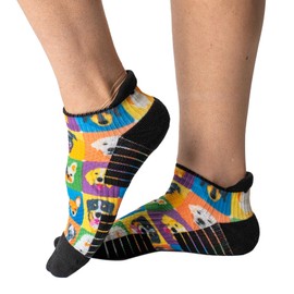 Viasox Ankle Compression Socks for Women & Men, 14 mmHg Support Improves Circulation, Extra Cushioned (Dogs, L/XL)