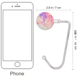 Purse Hook Hanger, Purse Table Hook Holder Bag Hanger, Handbag Storage Decor Table Hook for Women (2Pack Pink Marble Hook)