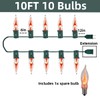 10ft Flickering Flame String Lights Outdoor Indoor, C18/C7 Candlelight Bulb,Retro