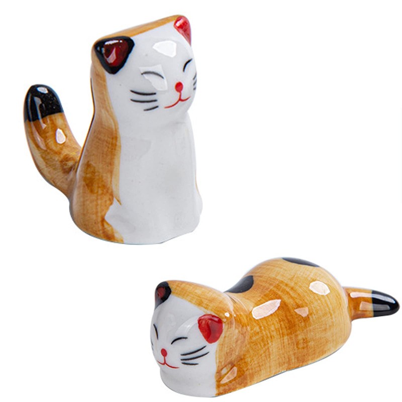 6 Pieces Ceramic Chopsticks Rest Ceramic Cat Chopsticks Rest for