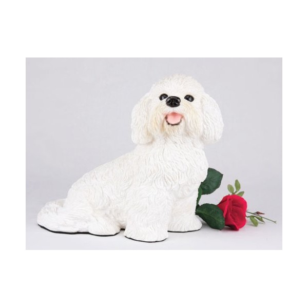 Bichon Frise Cremation Pet Urn for Secure Installation of Your Beloved pet's Ashes Indoors or Outdoors. Rose NOT Included