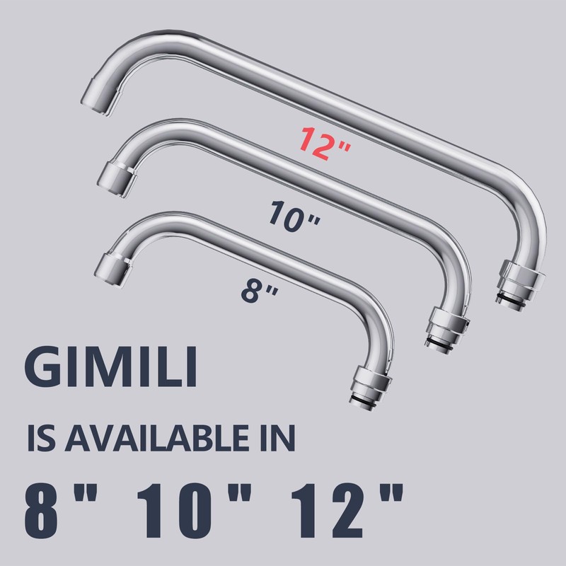 GIMILI Commercial Sink Faucet with 12” Swivel Spout Polish Chrome