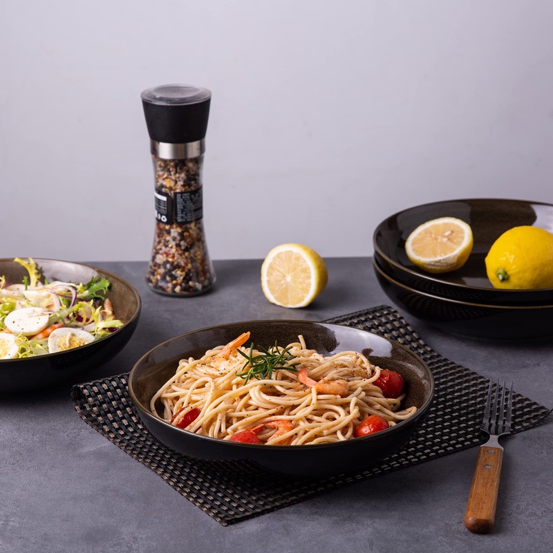 LERATIO Large Pasta Bowls,38oz Ceramic Pasta Bowls,9.0" Reactive Glaze Pasta