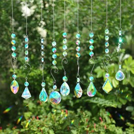 9 Pieces Sun Catchers Indoor Window Suncatcher Crystals Prisms with Chain Pendant Colorful Hanging Ornaments for Windows Chandelier Office Home Garden Decor