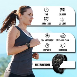 CakCity Digital Sports Waterproof Watch Stopwatch Alarm Military Time Ultra-Thin Men's and Women's Outdoor Pedometer Watch