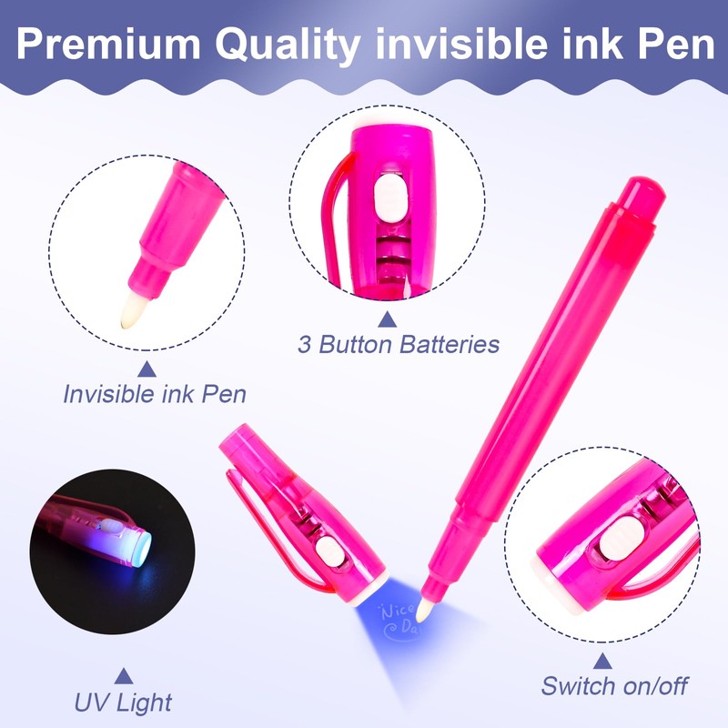 EODVICS 12 Pack Invisible Ink Pens with UV Light &
